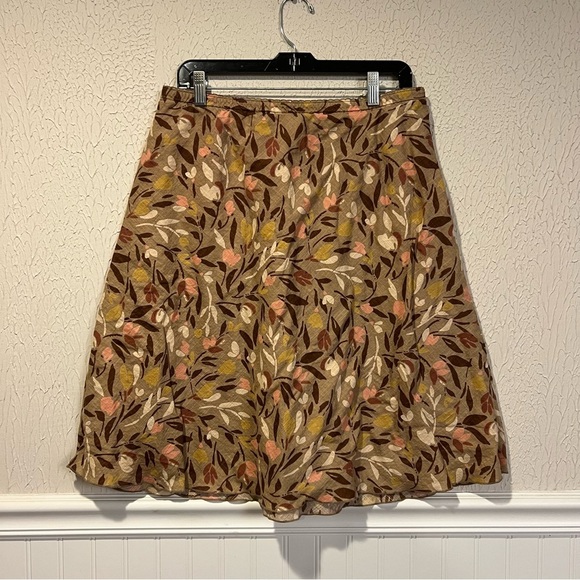J. Jill Floral Patterned Earthy tones Cotton A line Skirt size medium - Picture 1 of 9